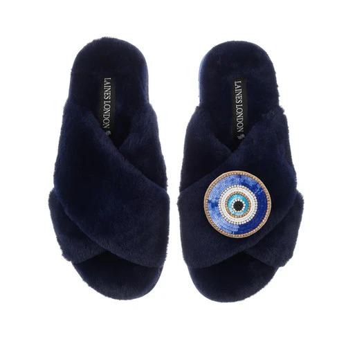 Classic Laines Slippers With Evil Eye Brooch - Image 4