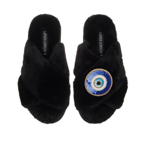 Classic Laines Slippers With Evil Eye Brooch - Image 6