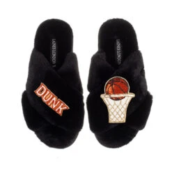 Classic Laines Slippers With Basketball Brooches