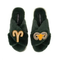 Classic Laines Slippers With Aries Star Sign Brooches