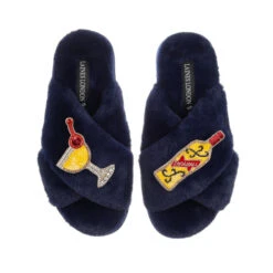 Classic Laines Slippers With Snowball Cocktail Brooches